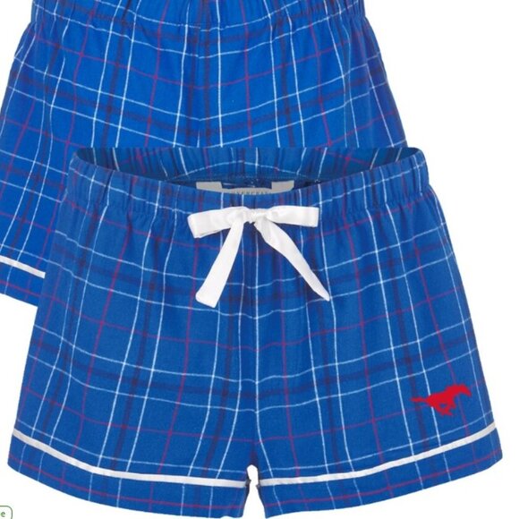 SMU Mustangs Boxercraft Women's Flannel Shorts - Royal - Size XS - Picture 1 of 3